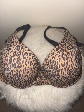 PINK Victoria's Secret Leopard Print T-Shirt push up Bra - Brown/Black